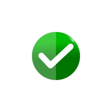 Green Check Mark in Glossy Circle Vector Illustration Stock Illustration