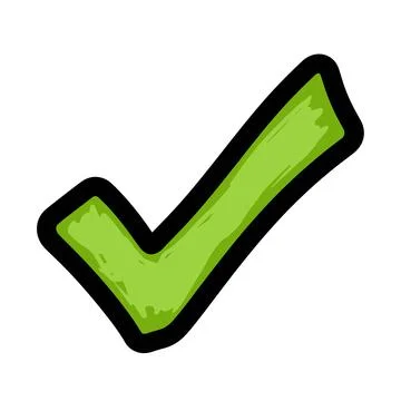 Green Check Mark Hand Drawn Doodle Style Isolated on White Background 스톡 일러스트