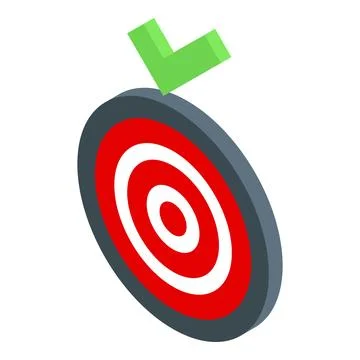 Green check mark hovering over red target on white background Stock Illustration