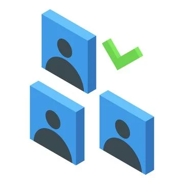Green check mark hovering over a chosen candidate profile among other applica Illustrazione stock