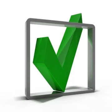 Green check mark icon. 3D render イラスト素材