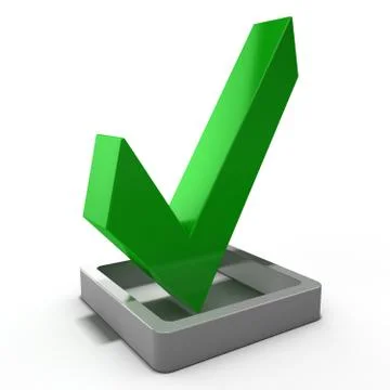 Green check mark icon. 3D render イラスト素材