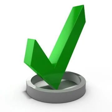 Green check mark icon. 3D render 스톡 일러스트