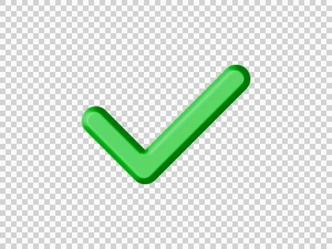 Green check mark icon 3d symbol png Stock Illustration