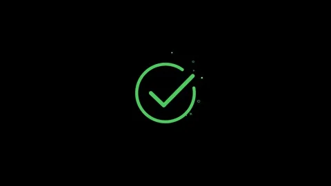Green check mark icon animation on black background 4K Vídeo Stock 338288094