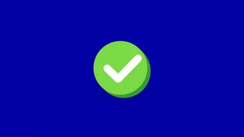 Green Check Mark Icon on Blue Background Simple Animation. Stock Footage 331589959