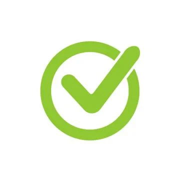 Green check mark icon in a circle. Tick symbol in green color, vector Stock Illustration
