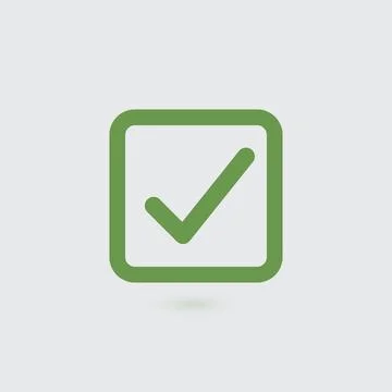 Green check mark icon in a circle. Tick symbol in green color, Stock vector Stock Illustration