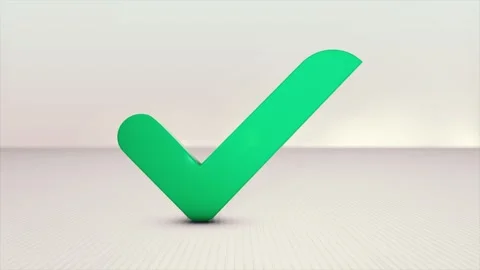 Green Check Mark Icon With Clean White Background 4K 60 FPS Stock Footage 263208666