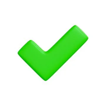 Green check mark icon isolated on white background 3D render Stock Illustration