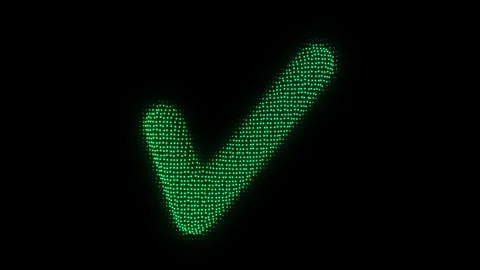 Green Check Mark Icon Particle Animation on Dark Background Stock Footage 335894043