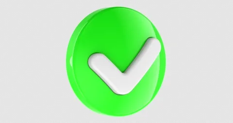 Green check mark icon rotation animation seamlessly loopable. 3D rendering .. Stock Footage 326700374