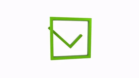 Green check mark icon in a square frame isolated on white background 스톡 동영상 304211548