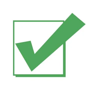 Green check mark icon on a white background. Stock Illustration