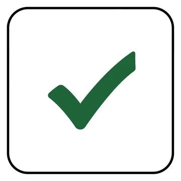 Green Check Mark Icon on White Background Ilustración de archivo