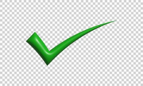 Green check mark icon on white background. 3D rendered tick symbol for succ.. Stock Illustration