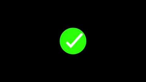 Green Check Mark Icon Within a Circle on a Black Background symbol success Stock Footage 330790841