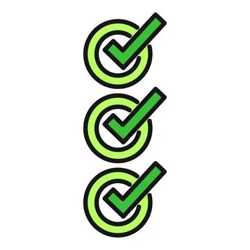 Green check mark icons signifying completion and approval Stock Illustration