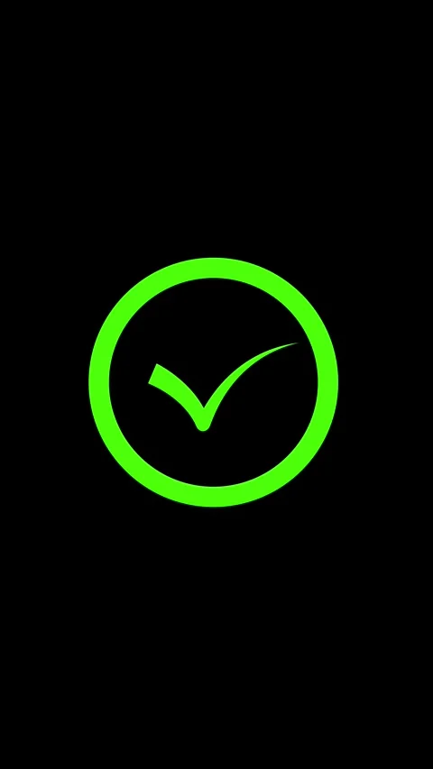 Green Check Mark Inside Circle Outline symbol validation element. Clean suc.. Video stock 345967654