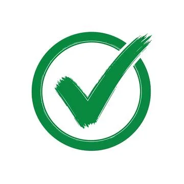 Green Check Mark Inside Circle Grunge Style - Approved Symbol 스톡 일러스트