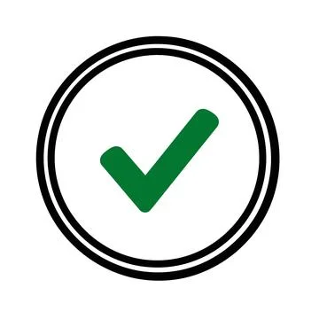 Green Check Mark Inside Circle Icon, Success Symbol, Approved Sign Ilustração Stock