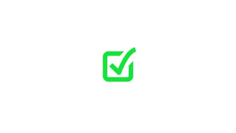 Green Check Mark Inside Square Box Icon on animation White Background check.. Stock Footage 321996629