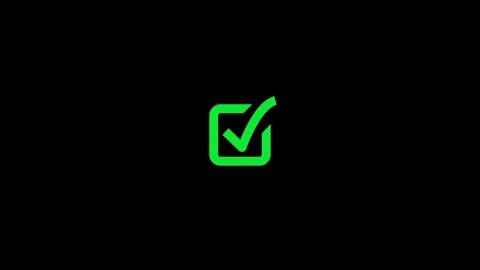 Green Check Mark Inside Square Box Icon on animation Black Background check.. Stock Footage 321996630