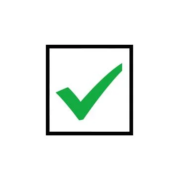 Green Check Mark Inside Square Box - Approval, Success, Confirmation Symbol Ilustração Stock