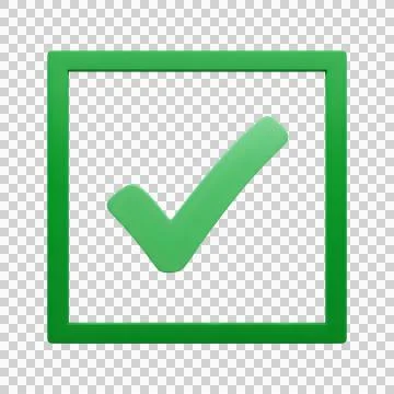 Green check mark inside a square box icon isolated on transparent background Stock Illustration