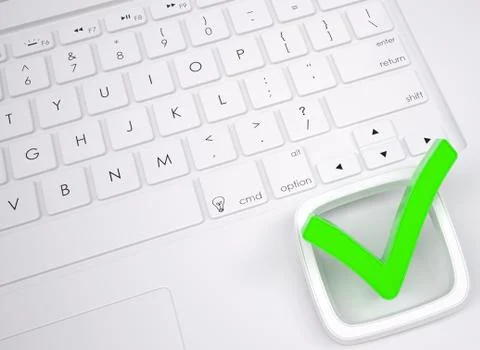 Green check mark on the keyboard Stock Illustration