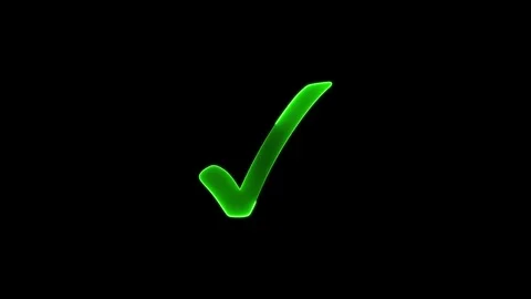 A green check mark pulsating on a black background, indicating success and .. Stock Footage 333032450