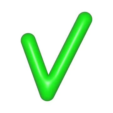 Green check mark realistic 3d plastic shiny icon vector illustration isolated Stock Illustration
