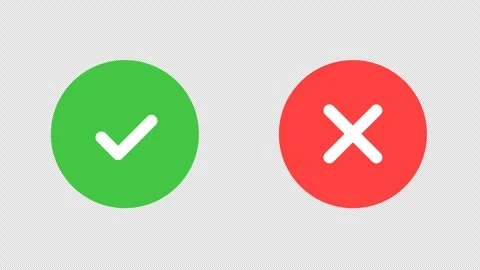 Green Check Mark, Red Cross Mark Animation, Checklist Signs Transparent 4K Stock Footage 296976816