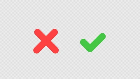 Green Check Mark, Red Cross Mark Animation, Checklist Signs Transparent 4K Stock Footage 296978482
