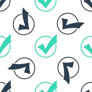 Green Check mark in round icon isolated seamless pattern on white background イラスト素材