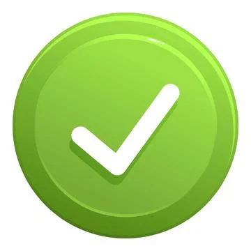 Green check mark showing approval on circular button Illustrazione stock