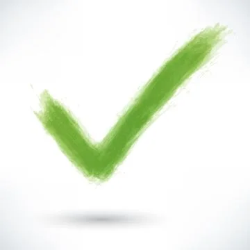 Green check mark sign with gray shadow Stock Illustration