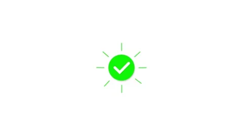 Green check mark success icon grey simple styling and soft shadow. for approval Stock Footage 340411047