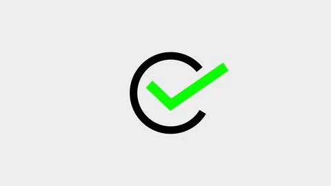 Green check mark symbol in a circle on white background Stock Illustration
