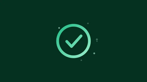 Green Check Mark Symbol On Dark Green Background Видео 343780827