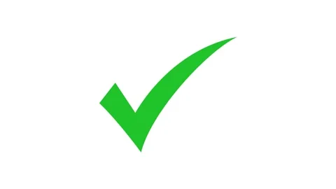 A green check mark symbol indicating success and approval on white background Stock Footage 339436635