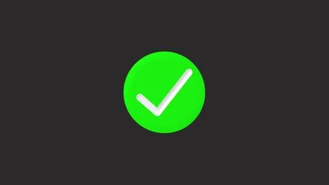 Green check mark symbol inside vibrant circle on dark background representi.. Stock Illustration