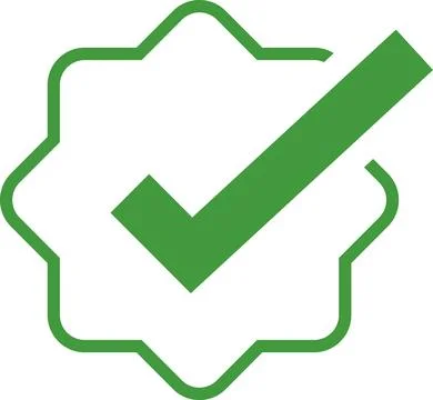 Green Check mark tick verification icon symbol vector. Certified checkmark Stock Illustration