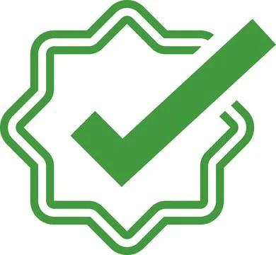 Green Check mark tick verification icon symbol vector. Certified checkmark Stock Illustration