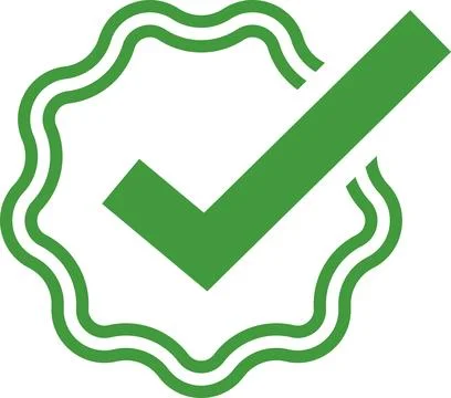 Green Check mark tick verification icon symbol vector. Certified checkmark Stock Illustration