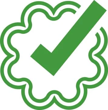 Green Check mark tick verification icon symbol vector. Certified checkmark Stock Illustration