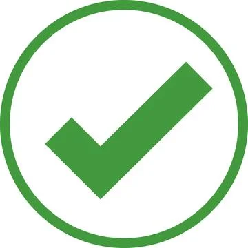 Green Check mark tick verification icon symbol vector. Certified checkmark Stock Illustration