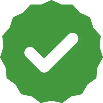 Green Check mark tick verification icon symbol vector. Certified checkmark Stock Illustration