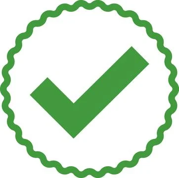 Green Check mark tick verification icon symbol vector. Certified checkmark Stock Illustration