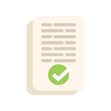 Green check mark validating document with lines of text Stockillustratie